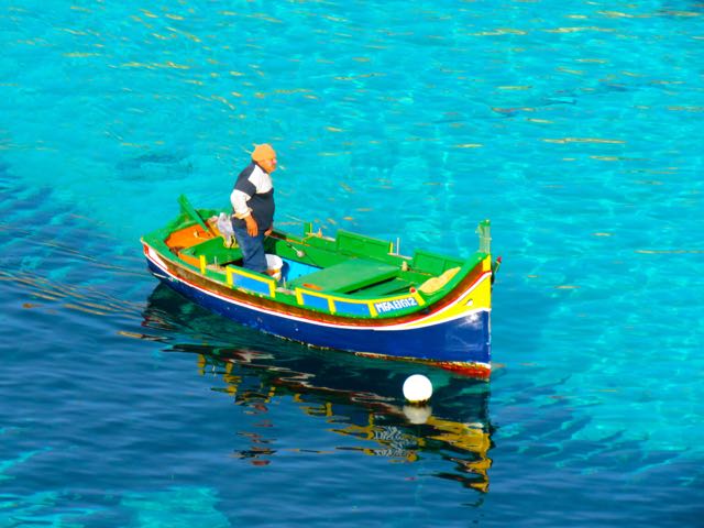 colourful boats around Malta